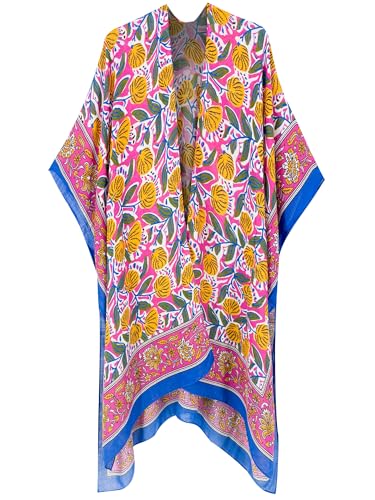 Breezy Lane Kimonos for Women Swimsuit Coverups Beach Cover Up Swimwear Cardigan Summer - color: Blossom Rose Yellow
