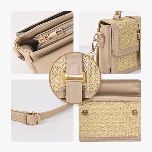 Straw Crossbody Bags for Women Summer Straw Clutch Bag Woven Beach Purse Vacation Handbags | Straw - color: A Khaki