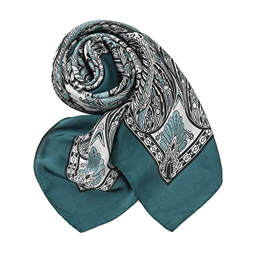 RIIQIICHY Women Head Hair Scarf Like Satin Silk Scarf Sleeping Hair Wrapping Night 27.5" - color: Black/White/Turquoise