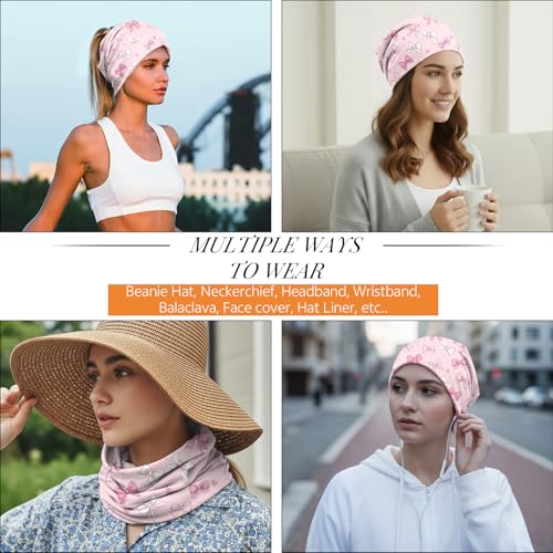 Chemo Caps Slouchy Beanie Hat Stretch Cancer Head Wraps Turban Sleep Headwear Scarf for Women Girls Men - color: I-9-pink Bowknot