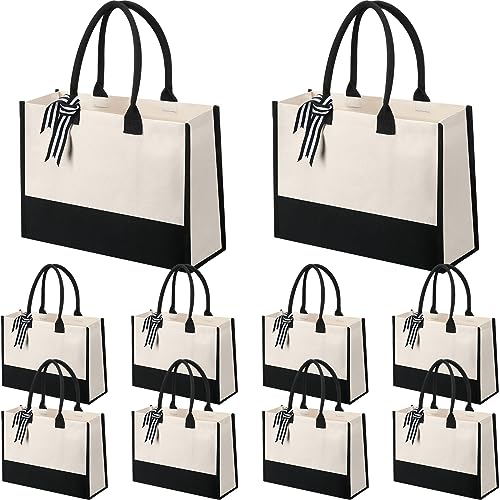 Silkfly 10 Pack Tote Bag for Women Gift Bags Canvas Tote Bag with Zipper Inner Pocket Birthday Bridesmaid Gifts for Women