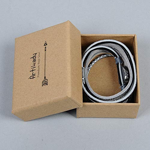 Artilady Leather Wrap Bracelets for Women - Pearl Bracelets Handmade Clasp Bangle Bracelet with Beads Jewelry Gift for Women and Mother - style: Grey with druzy