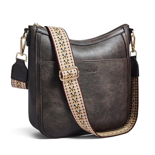 Crossbody Bags for Women Crossbody Purse for Women Vegan Leather Hobo Purses Shoulder Handbags for Daily Travel Work - color: Coffee