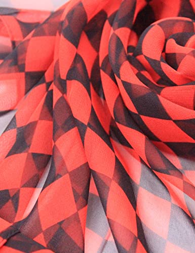 PANTONIGHT Long Chiffon Fashion Scarf Lightweight Chiffon Sheer for women - color: Red Black