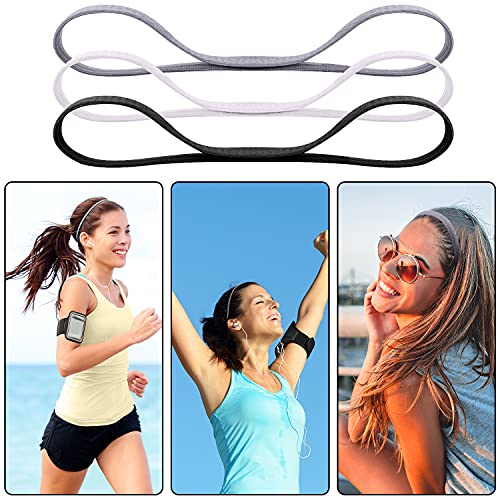 Duufin 20 Pieces Elastic Headbands Non Slip Sport Headband Thin Sweat Workout Headband Elastic Sports Headbands for Women, Men and Girls - color: Black, White, Gray