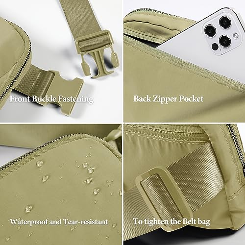 ODODOS Unisex Mini Belt Bag with Adjustable Strap Small Fanny Pack for Workout Running Traveling Hiking, Khaki Green - color: Khaki Green