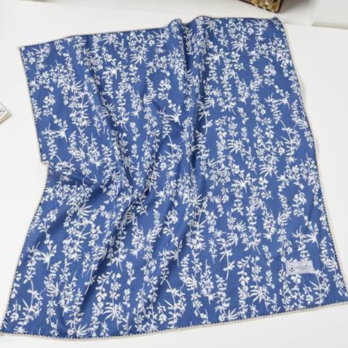 Cotton Bandana,Large Bandanas for Women,Head Coverings for Women,Head Scarf Handkerchief, Square Headband 27" x 27" - color: 27-08-foliage-blue