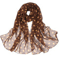 E-Clover Unique Fashion Women's Scarf Chiffon Sheer Scarves for Women Lightweight - color: Polka Dot-brown