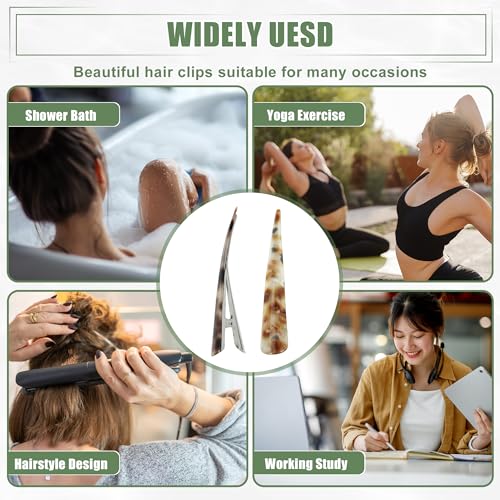 VOCOSTE 2 Pcs Long Metal Duckbill Hair Clips - Large Crocodile Clips for Thick & Thin Hair, 5.31"x0.83"x1.18", Coffee, Light Coffee