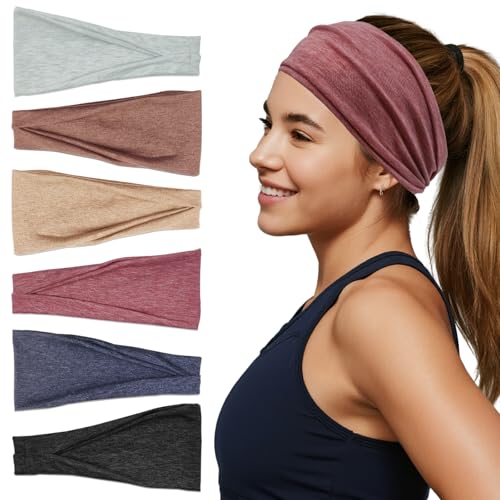 Sefiinh Headbands For Women Headband Elastic Soft Head Bands For Women's Hair Accessories Womens Fashion Yoga Fabric Hair Band 6 Pcs - color: Marled Color