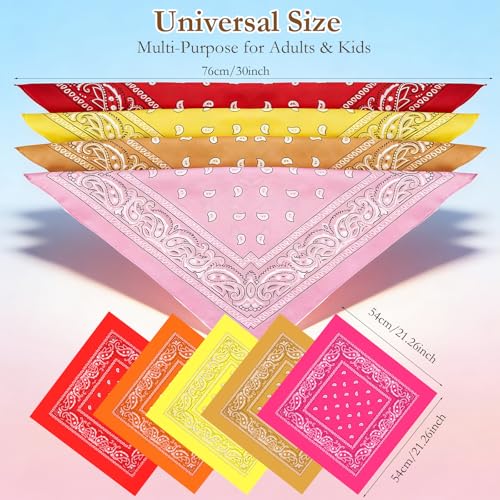 100 Pack Bandanas Bulk Paisley Multipurpose Headwrap Unisex Cowboy Neckerchief Scarf Face Cover Neck Gaiter - color: Multicolor