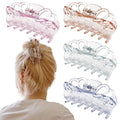 Bphne 4 Pack Clear Hair Clips for Women – 3.5 Inch Butterfly Banana Clips, Non Slip Strong Hold Jaw Clamps, Transparent Hair Clips for Thick or Thin Hair