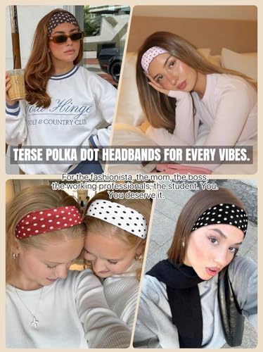 TERSE Polka Dot Headbands for Women Trendy Women Hair Accessories: Cute Head Bands for Women's Hair Fashion Hairbands 6PCS - color: Headbands Color- Polka Dot Print