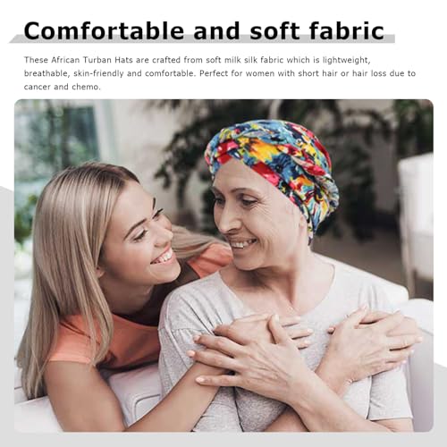 DRESHOW Turban Pre-Tied Twisted Hat Thread African Head Wraps for Black Women Chemo Cancer Cap Braid Hair Cover - color: 1 Pack Twisted Braid: Floral a