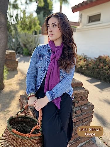 Humble Hilo Womens Woven Bohemian Style Gauze Scarf,Shawl, Head Wrap Fringed Edge Lightweight, Long Folds Small - color: Burgundy