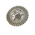 Dtja Vintage Big Round Statement Ring for Women Girls Boho Antique Mosaic Crystal CZ Expandable Open Wrap Finger Rings Adjustable Comfort Fit Indian Bollywood Style Exaggerated Jewelry - style: Flower