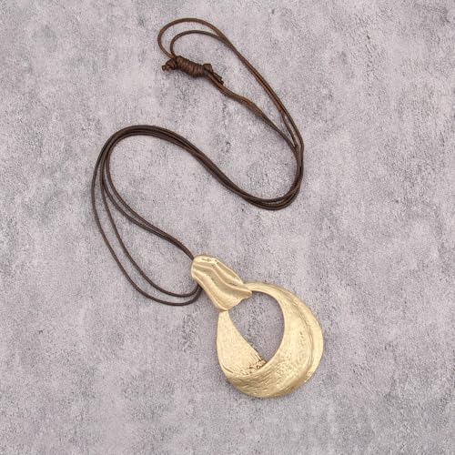 JAOYU Bohemian Necklaces for Women Leather Necklace Wood Pendant Choker Long Brown Necklace Chunky Circle Boho Hippie Jewelry - style: Boho Necklace Women