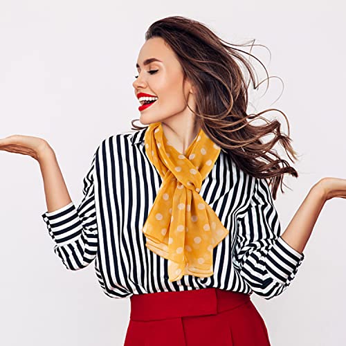 E-Clover Unique Fashion Women's Scarf Chiffon Sheer Scarves for Women Lightweight - color: Polka Dot-yellow