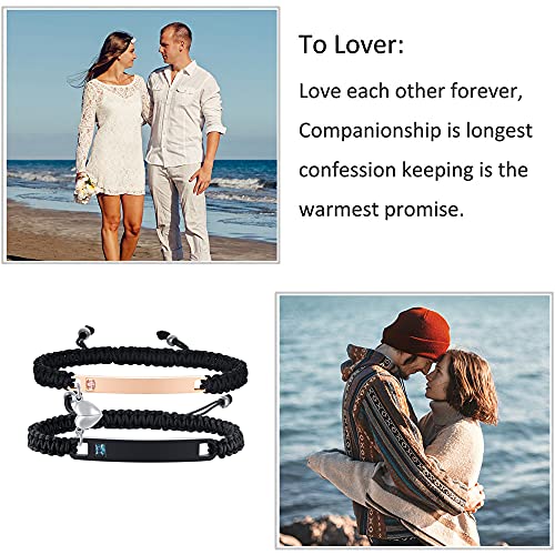 MEALGUET Personalized Couple Bracelet Customized Couple Bracelets Set Mutual Attraction Custom Name Relationship Bracelet Personalized Gift for Men Women - style: I love you more/most-heart magnetic
