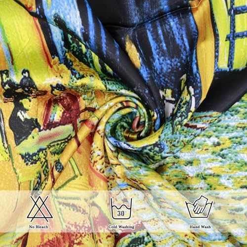 Ciormis 35" Silk Head Scarf for Women, 4 Pcs Satin Hair Scarf Square Silk Bandana Top Neck Scarves Hair Wraps for Sleeping - color: C1-art-set2