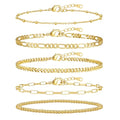 adoyi Gold Bracelets for Women, 14K Gold Plated Stackable Bracelet Stack Set Adjustable Charm Paperclip Chain Cuban Link Layered Waterproof Jewelry Sets Gifts for Womens - color: Gold 6.0 IN Small Wrist