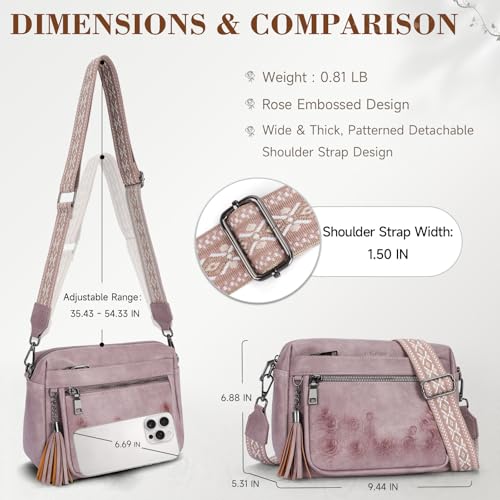 MEITRUE Crossbody Bags for Women, Vegan Leather Crossbody Purse Trendy Multi Pockets Shoulder Handbag with Tassel - color: 09-antique Purple