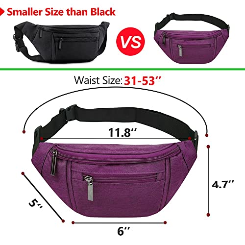 Crossbody Fanny Pack for Women Fashionable,Fashion Waist Bag Purse,Belt Bag for Travel Walking Running Hiking Cycling,Easy Carry Any Phone,Wallet (Purple) - color: Purple