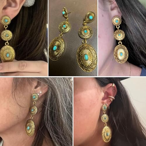 Boho Earrings for Women Trendy Gold Dangle Earrings Vintage Bohemian Indian Country Jewelry Gifts Boho Dress Chic Clothing - color: B2:gold western earrings
