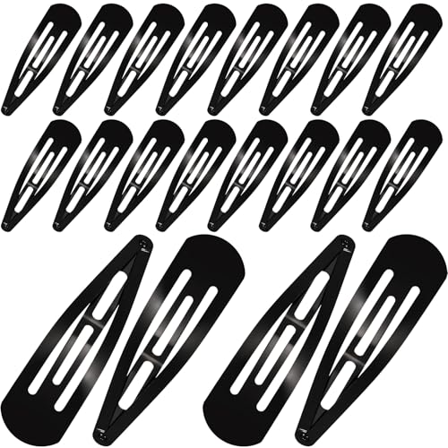 WILLBOND 30 Pieces 3.1 Inch Large Metal Snap Hair Clips Nonslip Barrettes Women Hair Accessories(Black) - color: Black, style: Minimalist