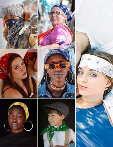 Cotton Bandanas for Men & Women Paisley Cowboy Bandana Handkerchiefs for Hair 22x22 - color: 3pcs Purple/Rose/Sapphire