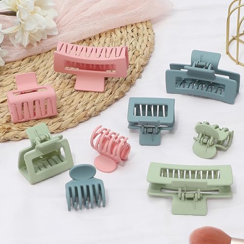 CHANDAT 3 Style Hair Accessories for Women: Medium Rectangle Clips for Thick Hair, Square Clips for Thin Hair - 9 pcs Colorful Set - color: Colorful