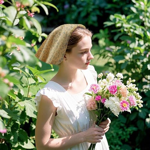 Bandanas for Women Men 21"x21" Floral Headband Scarf Versatile Hair Bandana Square Head Scarf - color: Light Yellow