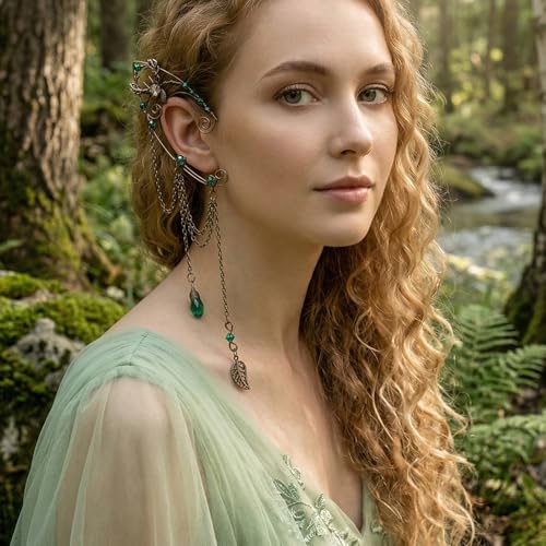 FRESHME Fairy Elf Ear Cuffs - Renaissance Costume Renfaire Non Pierced Elven Ear Climber Cosplay Medieval Fantasy Accessories - color: Bronze
