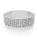 Zealmer Sparkle Multicolor Rhinestone Stackable Stretch Bracelets for Women - color: 5 Row Silver Bracelet
