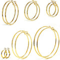 6 Pairs Silver Gold Hoop Earrings for Women - 14K Gold Plated 316 Stainless Steel, Hypoallergenic Lightweight 20/30/40/50/60/70mm Hoops Set - color: Gold