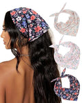 AWAYTR 3Pcs Hair Bandanas Head Kerchief for Women Girls Tie-Back Boho Hair Scarf Headband Bandana Triangle Head Scarf - color: Floral - Mixed Colors