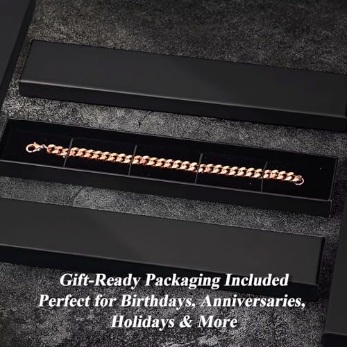 Heavenly Metals Copper Bracelet for Men & Women – 99.9% Pure Copper Cuban Link Chain – 5mm, 7mm, 9mm, 12mm Width – 6.5" to 9" Length – Gift Box Included – USA Brand