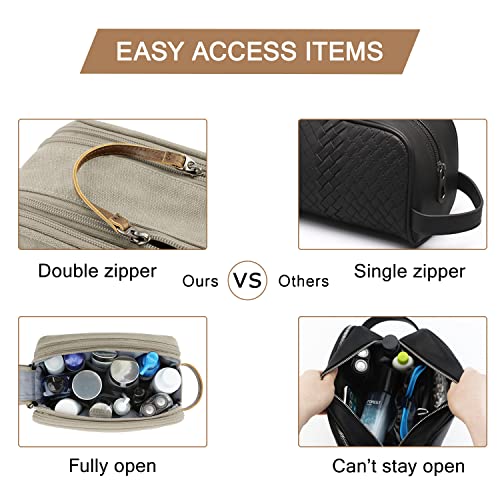 BAGSMART Toiletry Bag for Men, Canvas Travel Toiletry Organizer Dopp Kit Water-resistant Shaving Bag for Toiletries Accessories,Beige-Medium - color: Beige, size: Medium