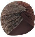 XYIYI Chemo Headwear Turban for Women, Cancer Patients Head Wrap Cover Hat for Hair Loss - color: Coffee