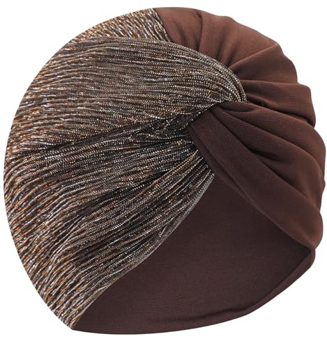 XYIYI Chemo Headwear Turban for Women, Cancer Patients Head Wrap Cover Hat for Hair Loss - color: Coffee