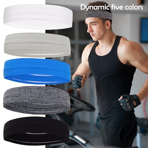 Workout Headbands Non Slip Headband Sport Headbands Sweatbands Elastic Sport Hair Bands for Sports Travel Indoor Fitness Gym - color: solid15