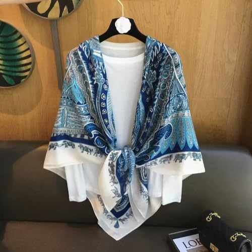K-Elewon Large Square Scarf 51" Cotton and Linen Hand feel Scarf Fashion Scarves Hair Wrapping Scarfs Neck Scarves for Women - color: H2304