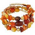 Women Beaded Bracelet Set | Colorful Boho Stackable Trendy Design with Crystal Accents Multilayer Bangle Bracelet | Fashion Stretch Braclets Jewelry for Women - color: Orange.