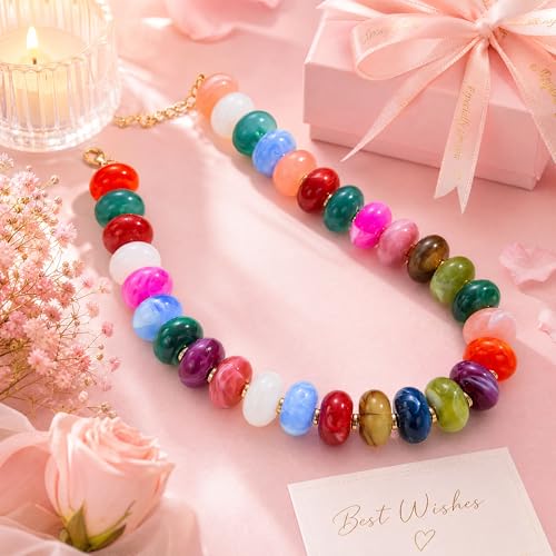 Chunky Beaded Starfish Shell Necklace for Women Colorful Boho Summer Chain Choker Beach Necklace with Acrylic Beads Trendy Chunky Jewelry Gifts - color: XL008A