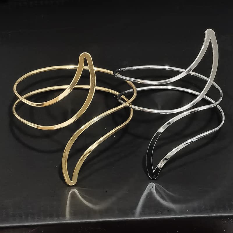 Pingyongchang Arm Cuff Upper Arm Band Cuff Bracelet Bangle for Women Silver Gold Boho Adjustable Flower Butterfly Sun Moon Armband Set Birthday Friendship Gift Holiday Beach Jewelry - style: B-Gold