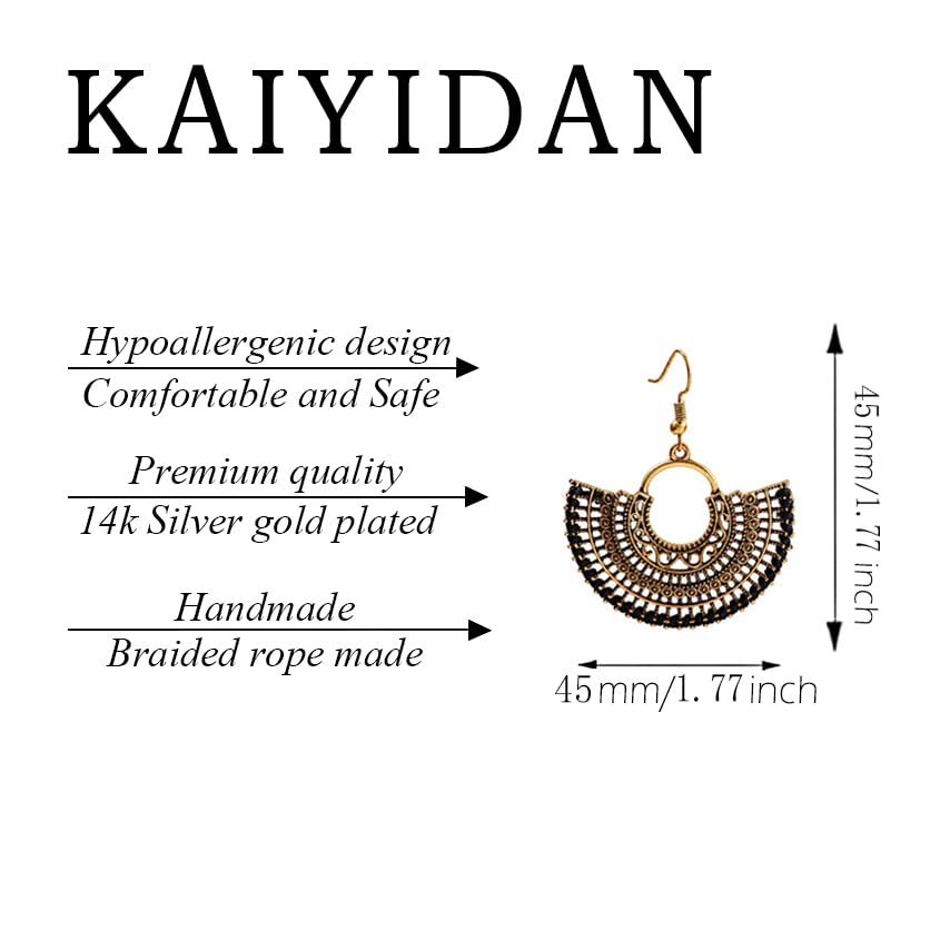 Silver/Gold Boho Dangle Statement Earrings for Women Trendy,Handmade Vintage Dainty Cute Long Drop Summer Earrings,fashion Accessories Jewelry Gifts - color: A13 Fan sector shaped braided rope