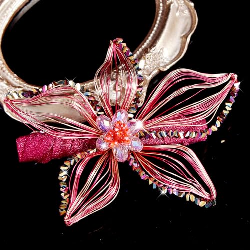 Mistofu DIY Copper Wire Metal Hand-woven High-level design Barrettes Elegant Hair Accessories, Gifts for Women Girls (red-a) - color: red-a