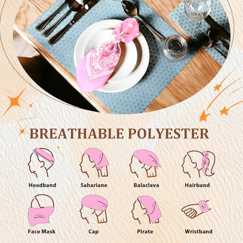50 Pcs Bandanas Bulk Large Bandana Headband Paisley Cowboy Bandana Scarf Handkerchief for Women Men - color: Pink