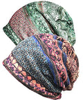 XYIYI Womens Chemo Headwear Hats Cotton Slouchy Beanie Cap Scarf - color: 2pcs Ethnic Green Blue-v