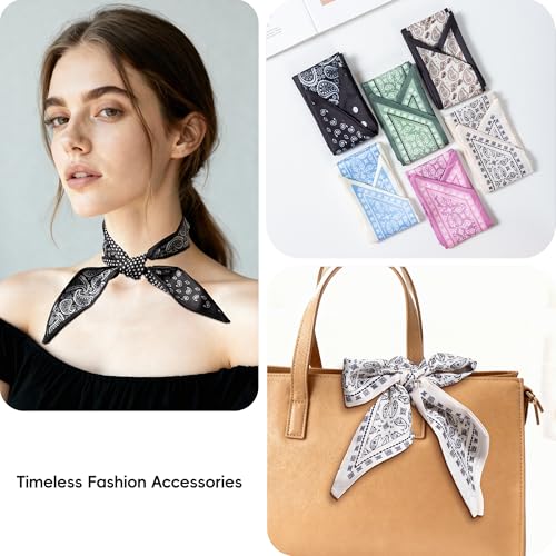 ZXZH 6 Pack Fashion Scarves for Women, Versatile Boho Head Scarf, Satin Scarf for Hair, Neck, Wrist, and Purse Accessories - color: Classic Paisley